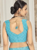 Sky Blue Chiffon Printed Saree